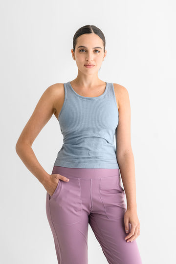 Florence Ribbed Tank Top - Slate grey